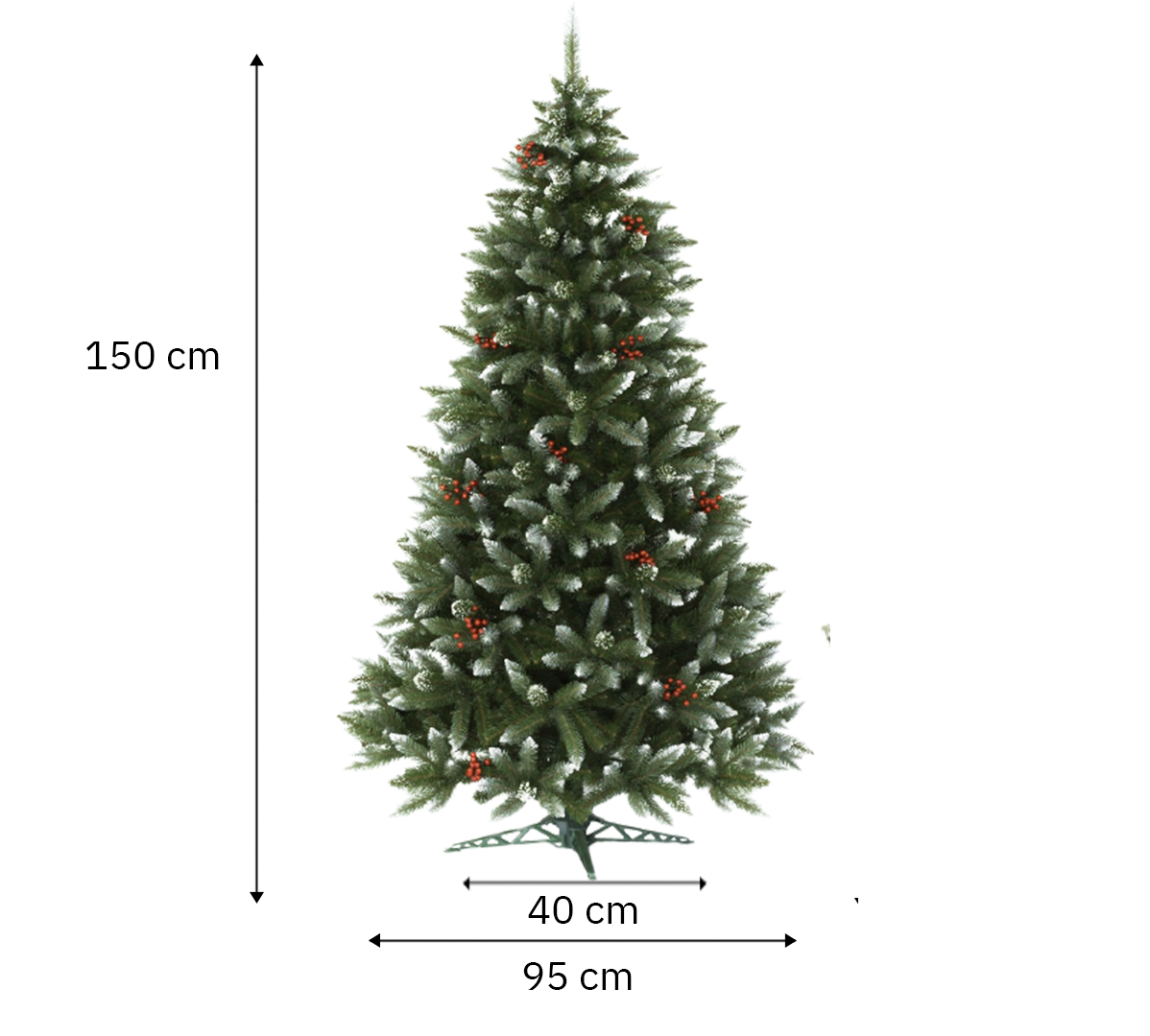 Weihnachtsbaum Fichte 150cm Luxury Diamond mit roten Beeren 3